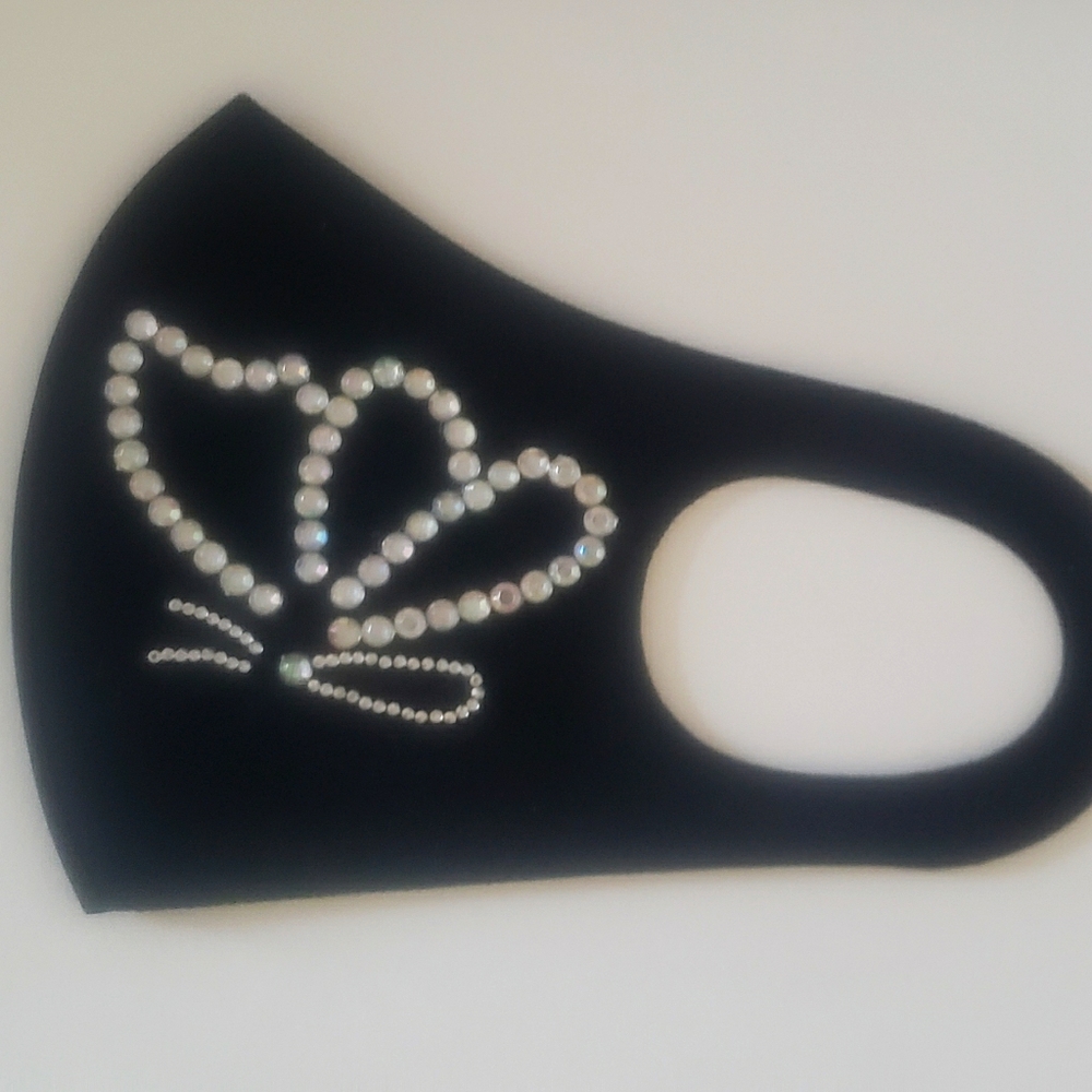 Butterfly rhinestones facemask